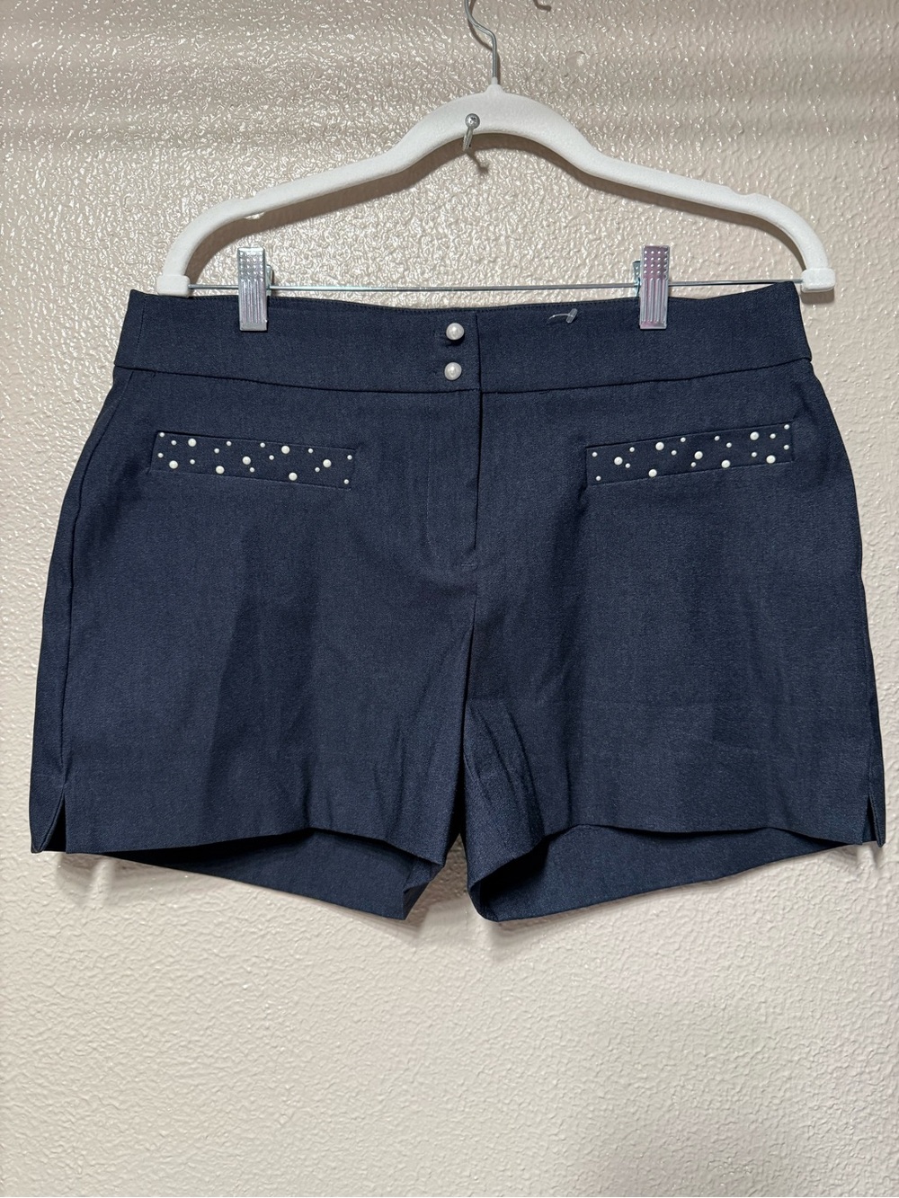 Women's Navy Pearl-Accent Shorts